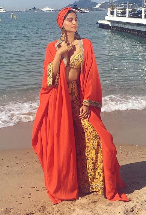 Yay or Nay? Sonam Kapoor spotted wearing an Anamika Khanna boho chic outfit at the Cannes - SeenIt