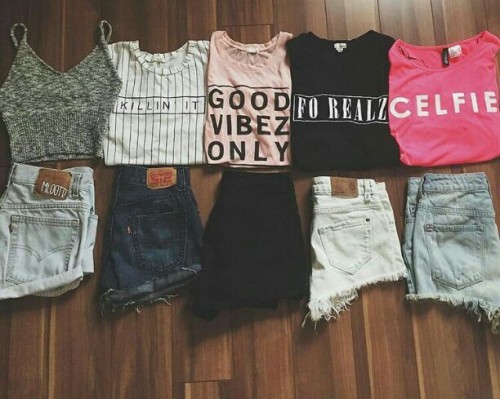 Want similar printed t-shirt and denim shorts - SeenIt