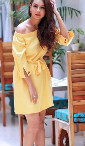 I'm looking for a similar yellow offshoulder dress as seen on aanamc - SeenIt