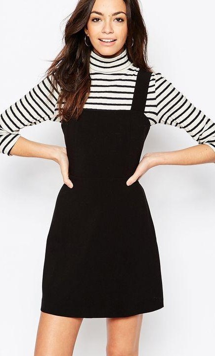 black dungaree dress outfit