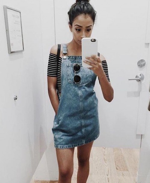 denim dungaree dress outfit