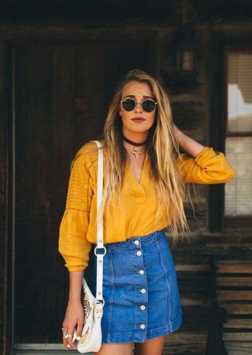 retro denim outfit