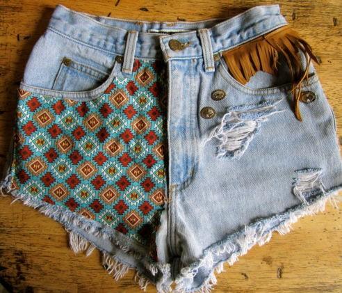 boho denim shorts