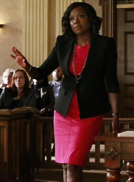 red dress with black blazer