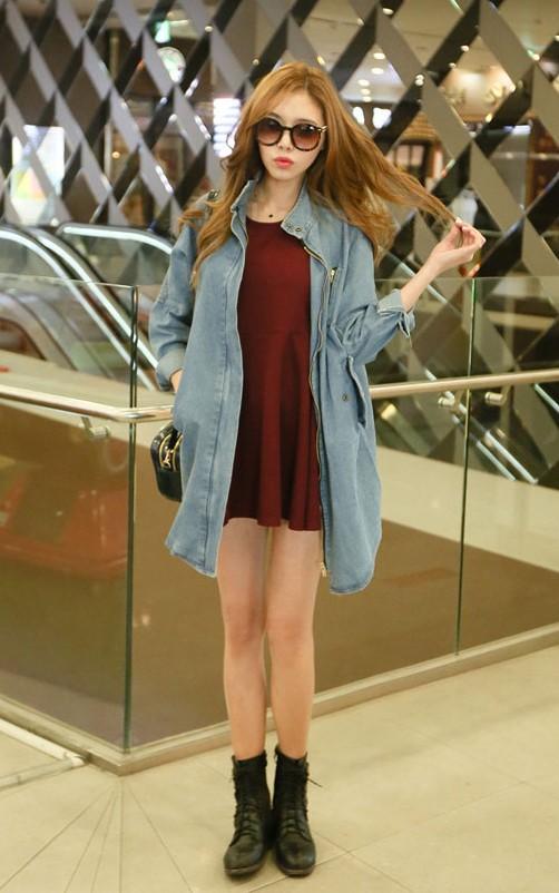 short dress with jean jacket