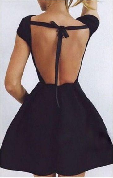 black backless skater dress