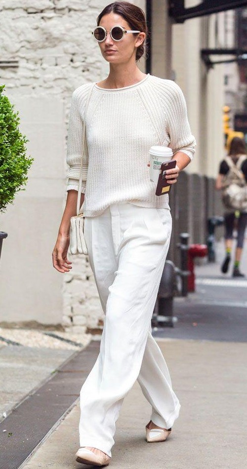 white pants jumper