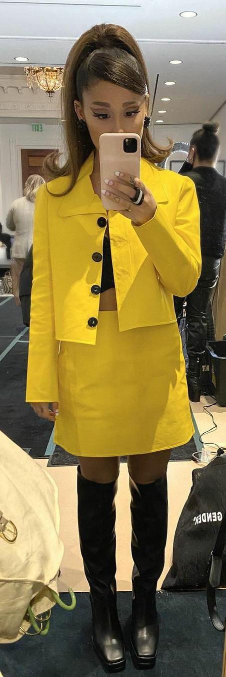 ariana grande yellow coat