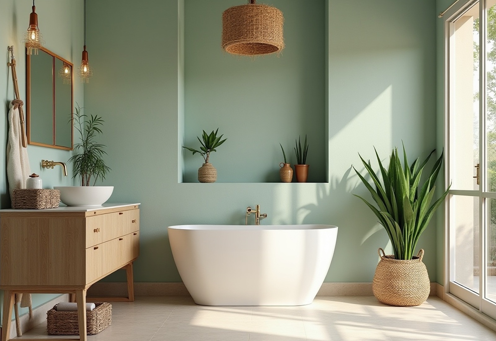 Tropical fresh bathroom design like southeast asian resorts