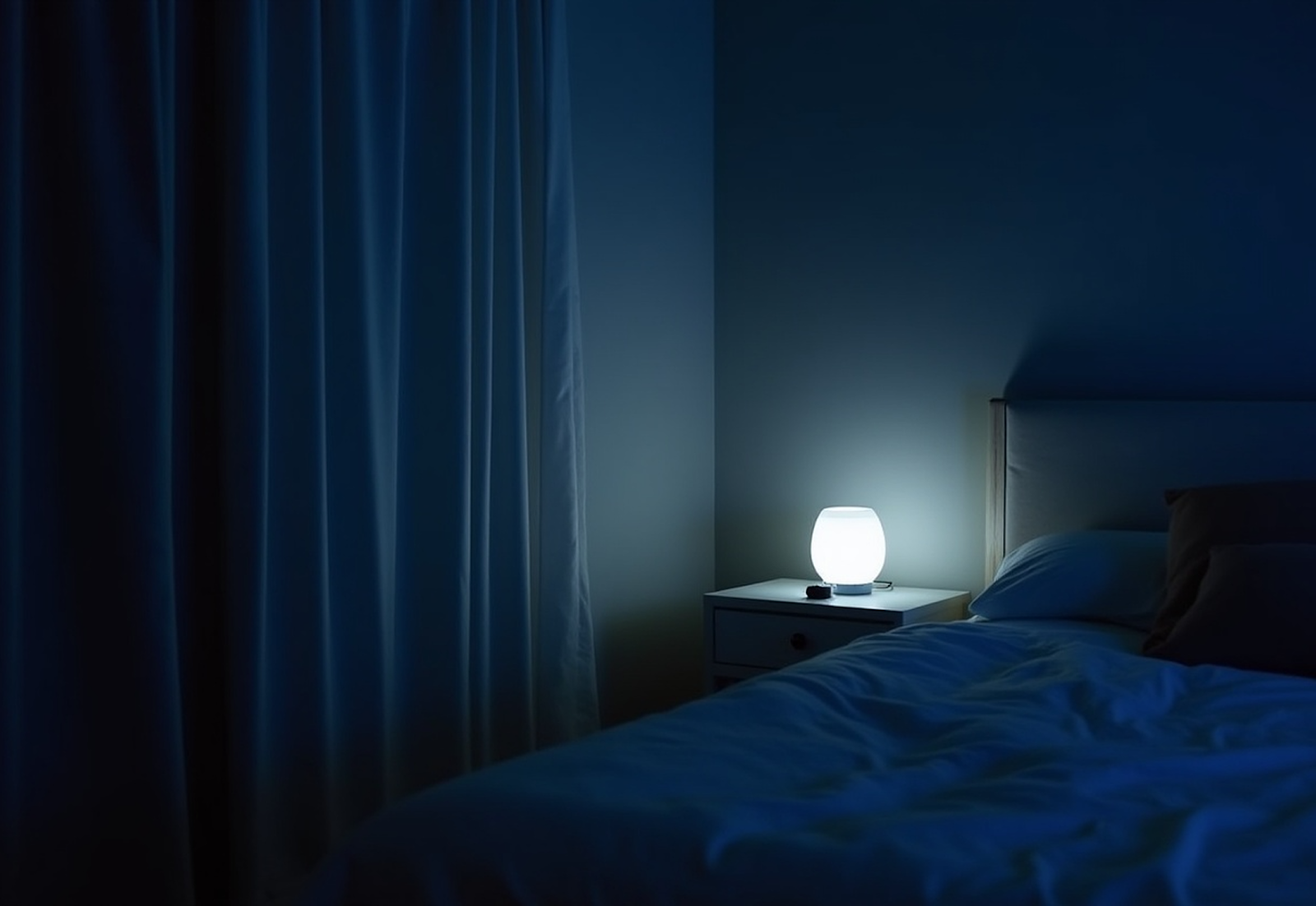 Smart bedroom with warm light