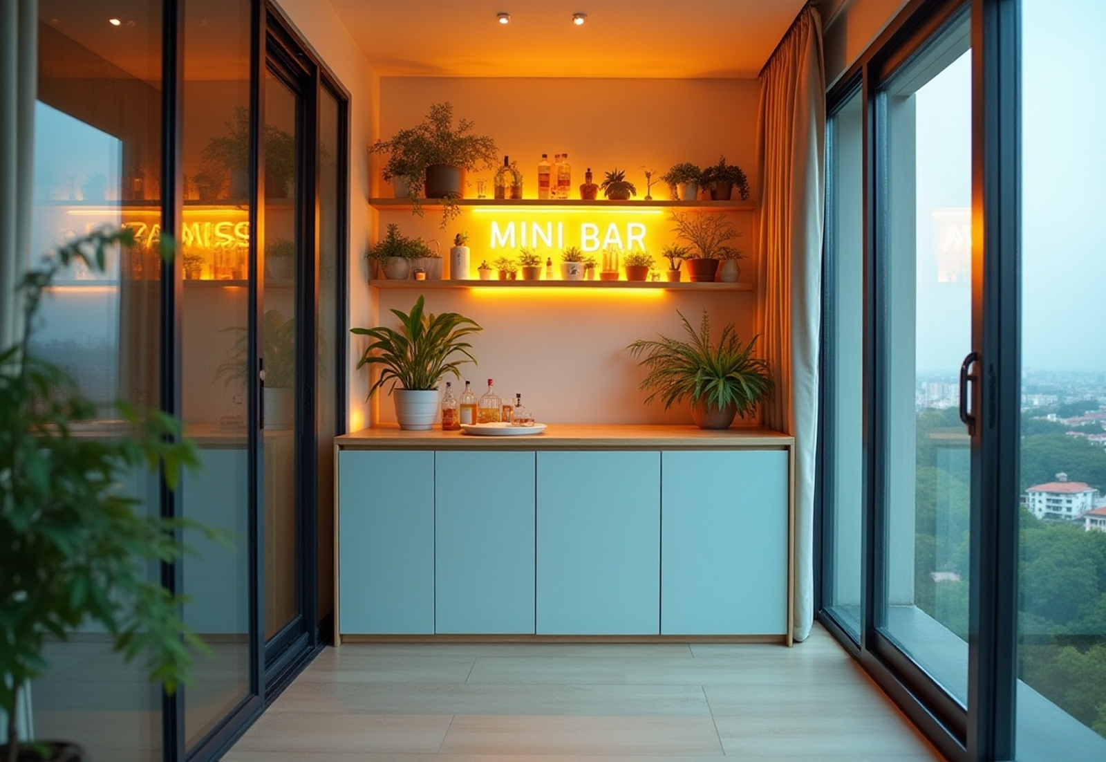 Beach-style mini bar in a modern Singapore apartment
