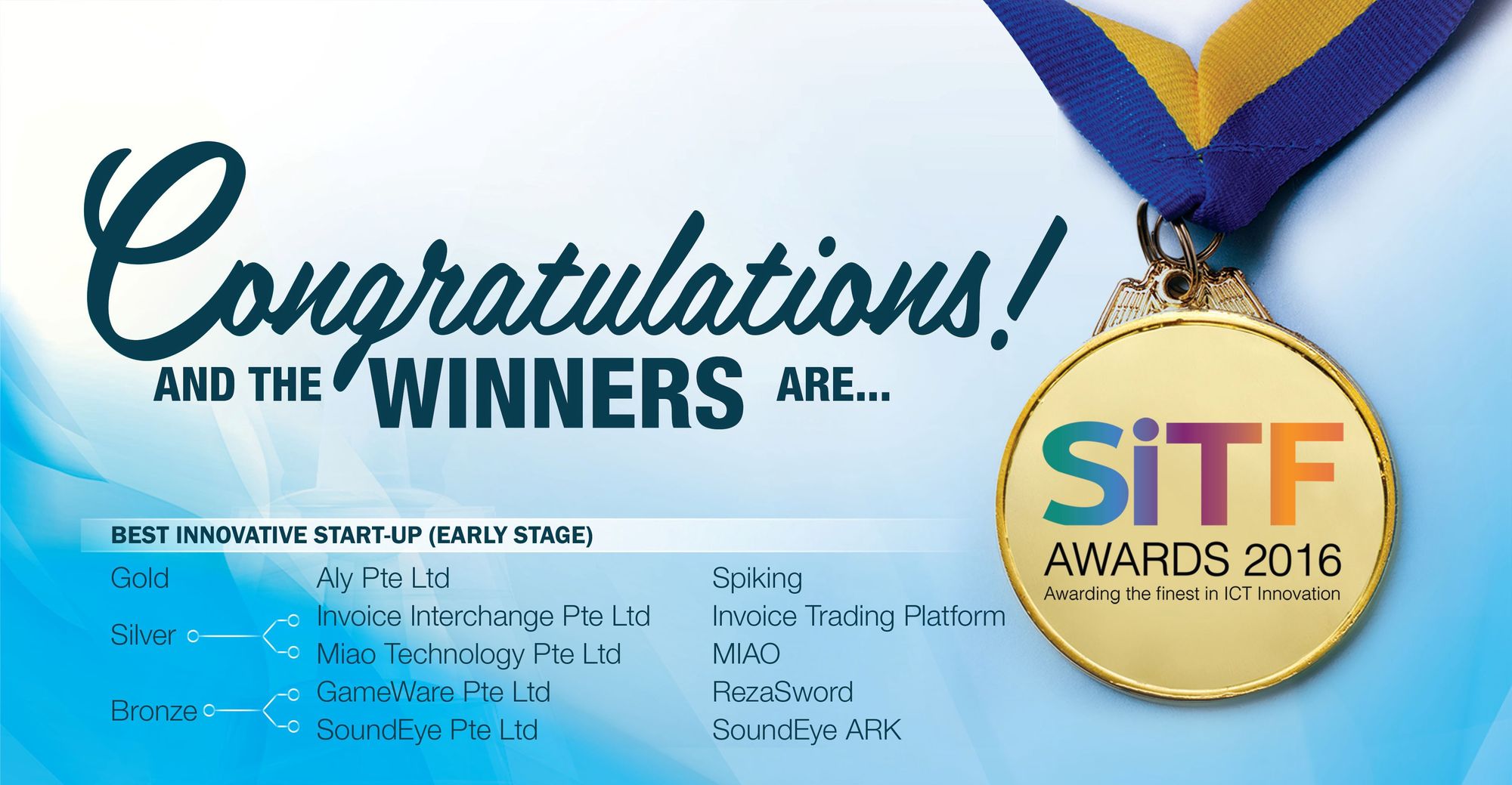 As featured on: Singapore Infocomm Technology Federation (SiTF) "SiTF Awards 2016 — Gold winner Spiking"
