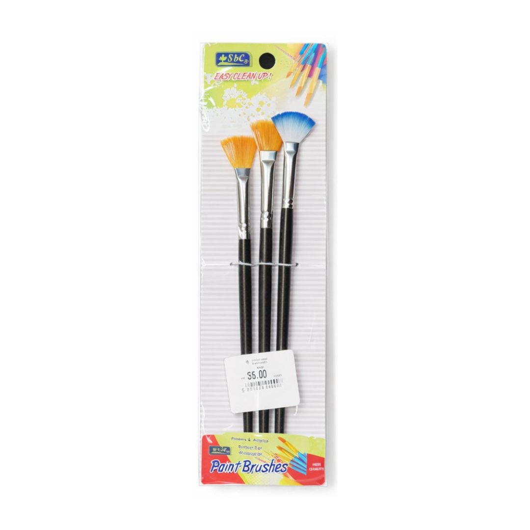 ARTIST BRUSH 3PC FLAT BRUSH SET(WOODEN)"5291-038