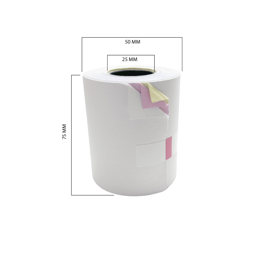 BILL PRINTING PAPER ROLL NCR 50X75X25MM 3 PLY