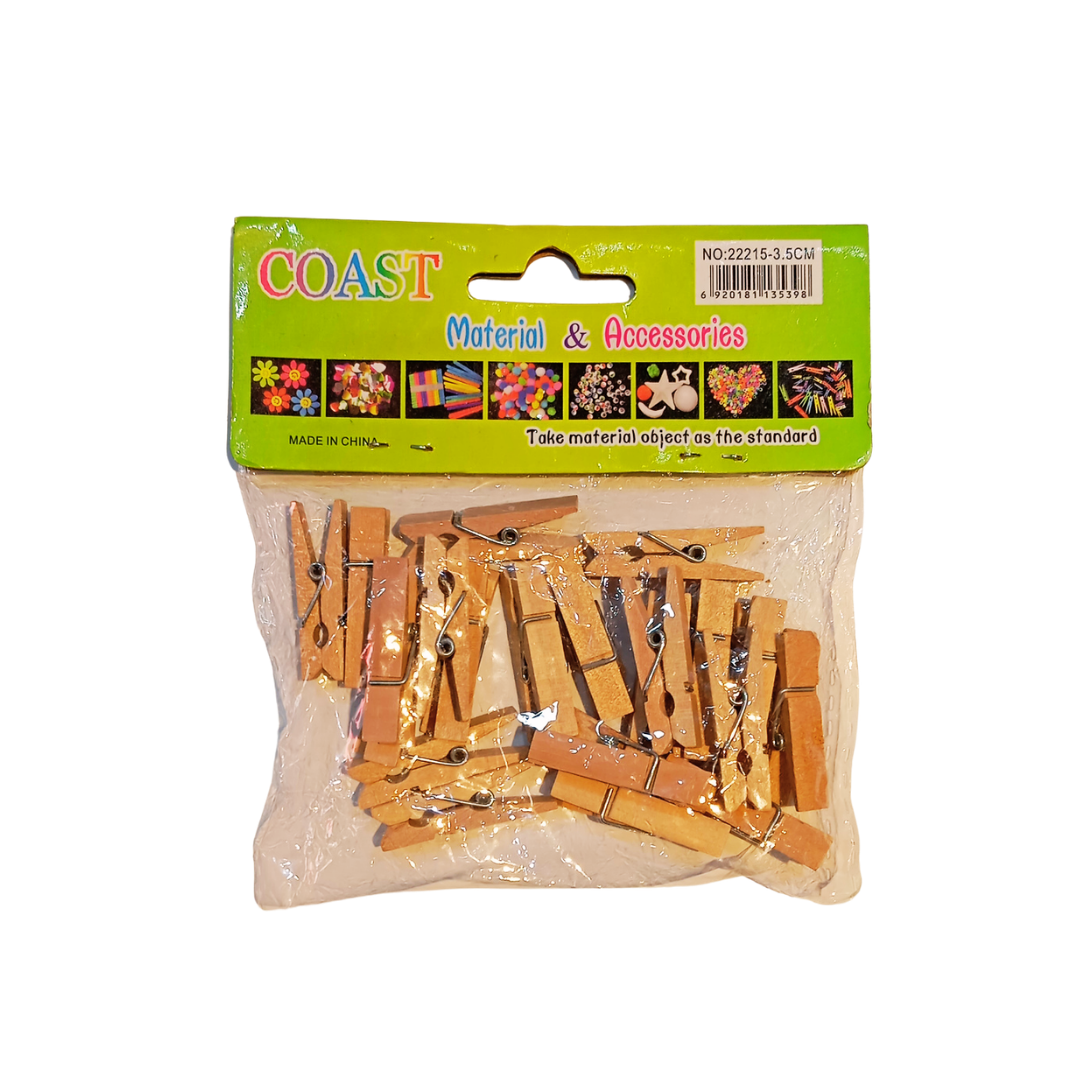 HL WOODEN CLIPS PLAIN SMALL 35MM 1X20PC NATURAL