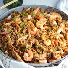 Margery Prawns with Rice and Salad