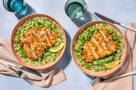 Pesto Grilled Chicken Served with Rice and Salad