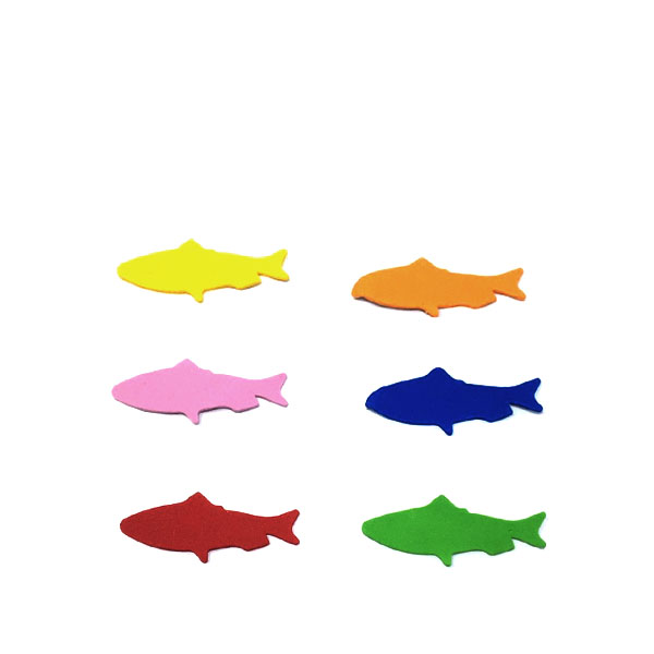 EVA SPONGE SHAPES (FISH)7CM*6PC ASSTD.COL.