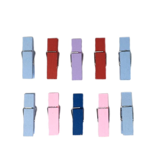 WOODEN CLIPS ASSTD.COL.10PCS