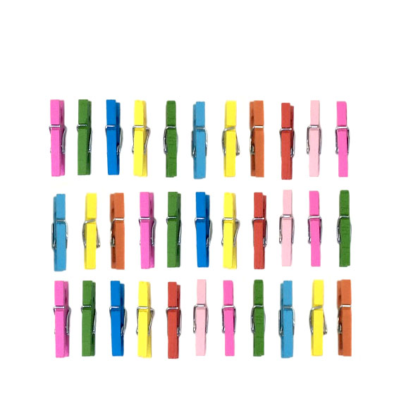 WOODEN CLIPS 2.5CM ASSTD.COL. 50PC/PKT