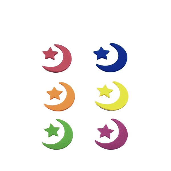 EVA SPONGE SHAPES (MOON,STAR)6CM*6PC ASSTD.COL.