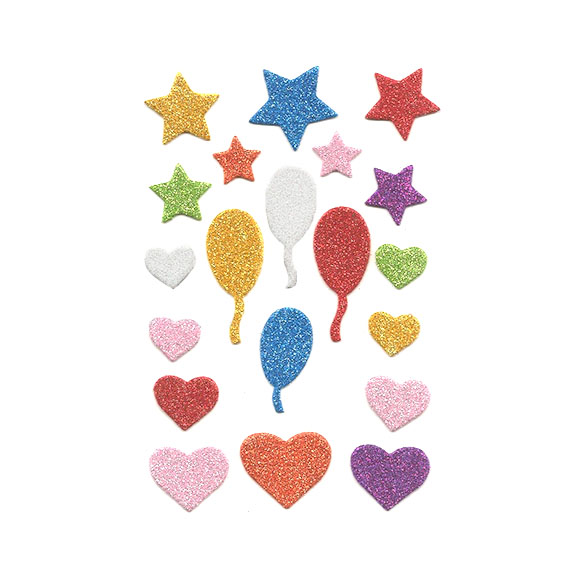 FOAM STICKER WITH GLITTER ASSORTED 2560-115