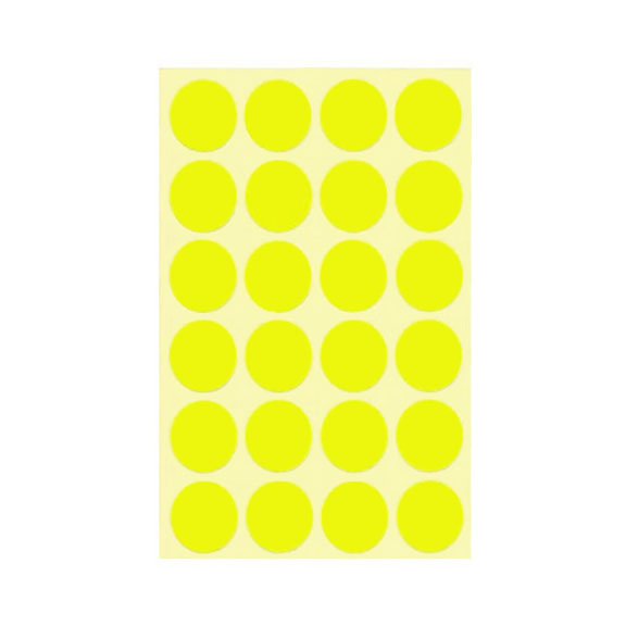 FLUORESCENT STICKER LABEL CIRLCE 2.8CM 1X24 10 SHEETS 3885-007