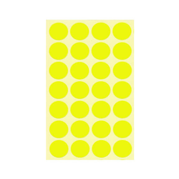 FLUORESCENT STICKER LABEL CIRLCE 2CM 1X28 10 SHEETS 3885-008