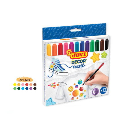 DECOR TEXTIL 12 MARKERS ASSORTED COLOURS