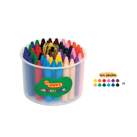 WAX CRAYONS 60 CRAYON JAR + SHARPENER
