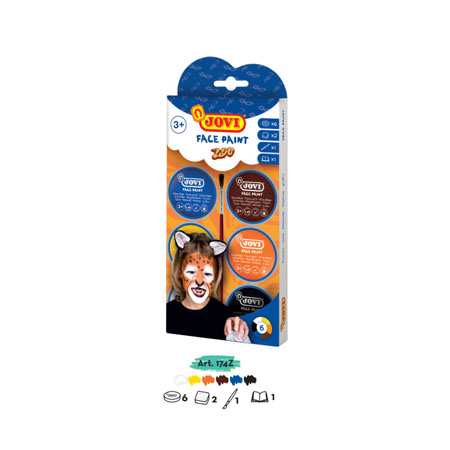 FACE PAINT SET ZOO 6 JARS 174Z