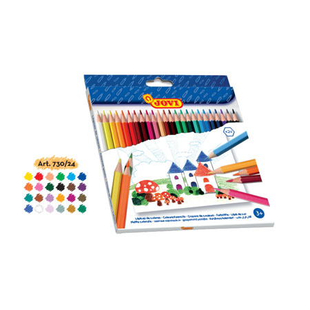 JOVI BOX 24 HEXAGONAL WOOD PENCILS ASSORTED COLOURS