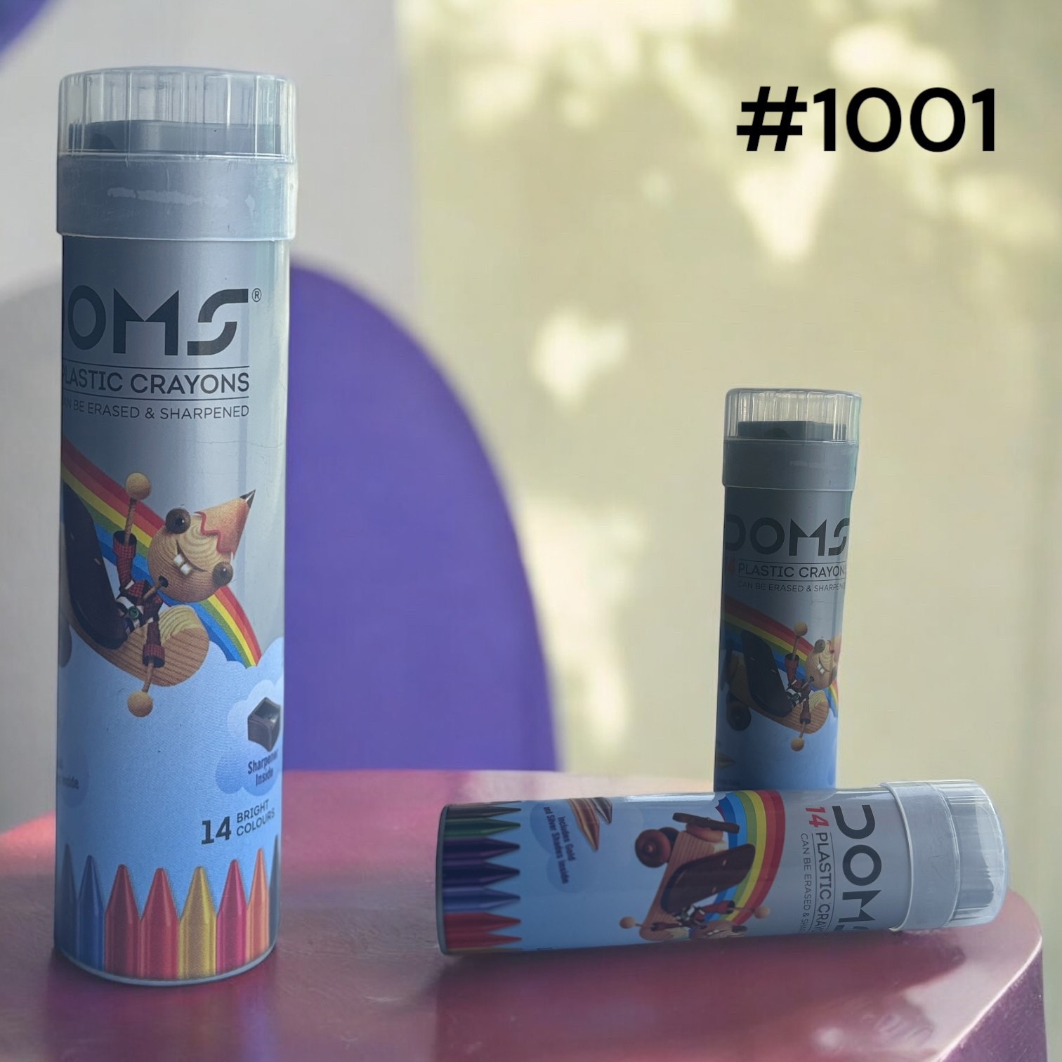 PLASTIC CRAYONS DOMS ROUND TIN 14 COLORS,NO.7120