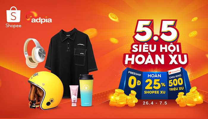 [SHOPEE] Đón chờ 5.5 siêu hội hoàn xu - Hoàn 25% xu, chia kho 500 triệu xu cùng Shopeepay