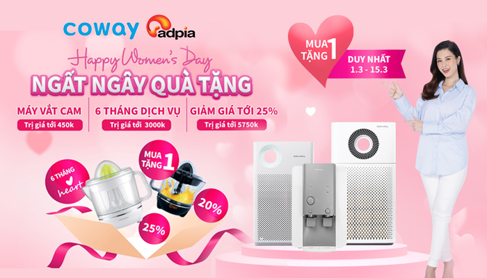 [COWAY] HAPPY WOMEN''''S DAY - NGẤT NGÂY QUÀ TẶNG