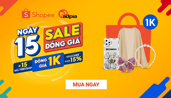 [SHOPEE] Ngày 15 sale đồng giá, đồng giá 1K