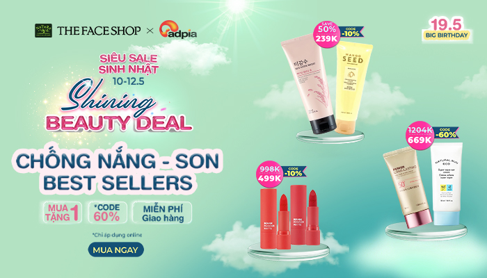 [THEFACESHOP] Siêu deal chống nắng - Siêu sale son môi 50%++
