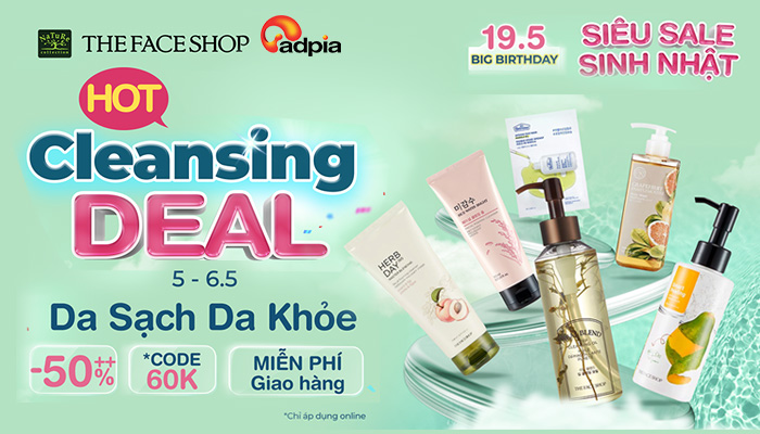 [THEFACESHOP] Chăm da đúng điệu hot deal đầu tháng giảm 50%++