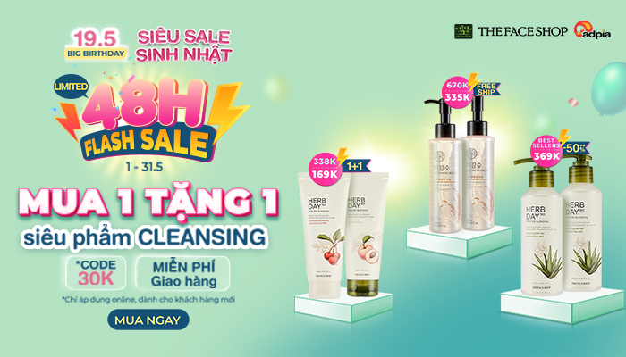 [THEFACESHOP] Flash Deal 48h - Duy nhất có tại Thefaceshop tháng 5