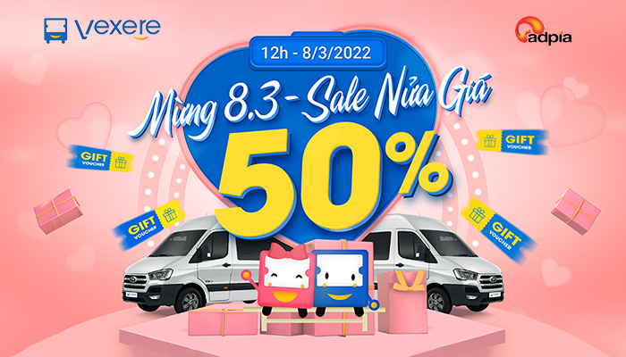 [VEXERE] MỪNG 8.3 - SALE NỬA GIÁ 50%