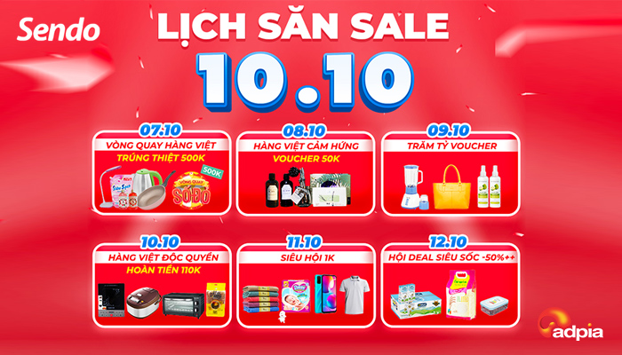 [SENDO] CẬP NHÂT LỊCH SIÊU HỘI HÀNG VIỆT 10.10 TẠI SENDO