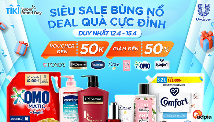 [TIKI] TỪ NGÀY 12-15.4 DEAL HỜI GIÁ ĐỈNH RINH QUÀ CỰC THÍCH CÙNG UNILEVER