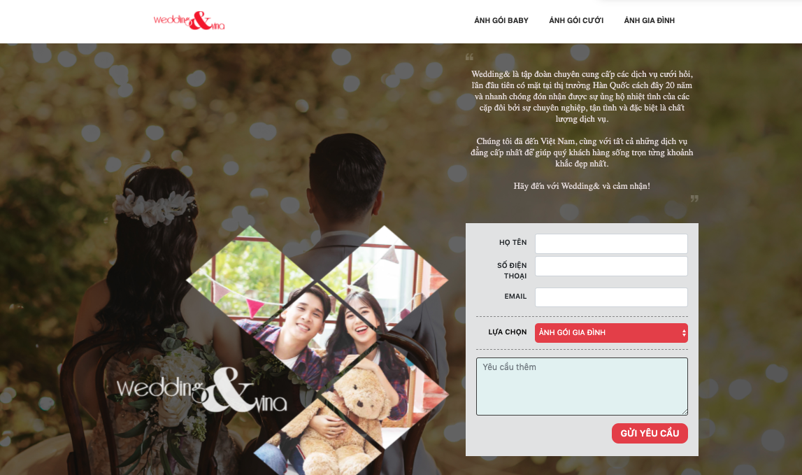 Landing page của chiến dịch CPO Weddingn