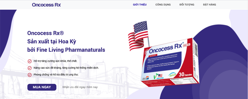 Landing page của chiến dịch CPO Oncocess Rx