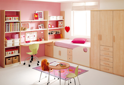 Bright neat pink girls bedroom large