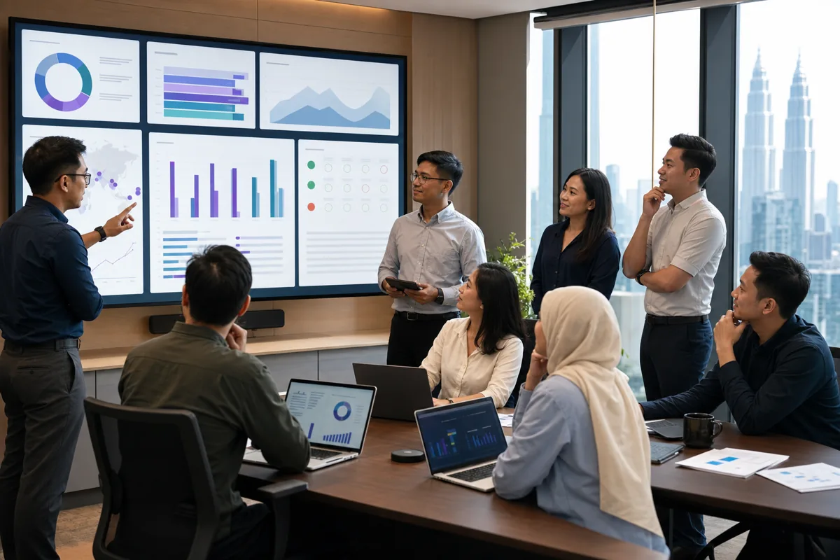 Cross-functional AI delivery and support planning session in a Kuala Lumpur office