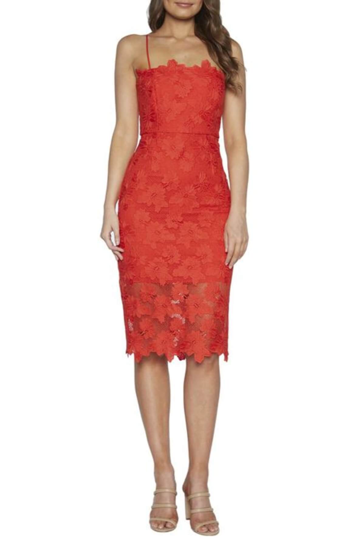 bardot sunshine lace sheath dress