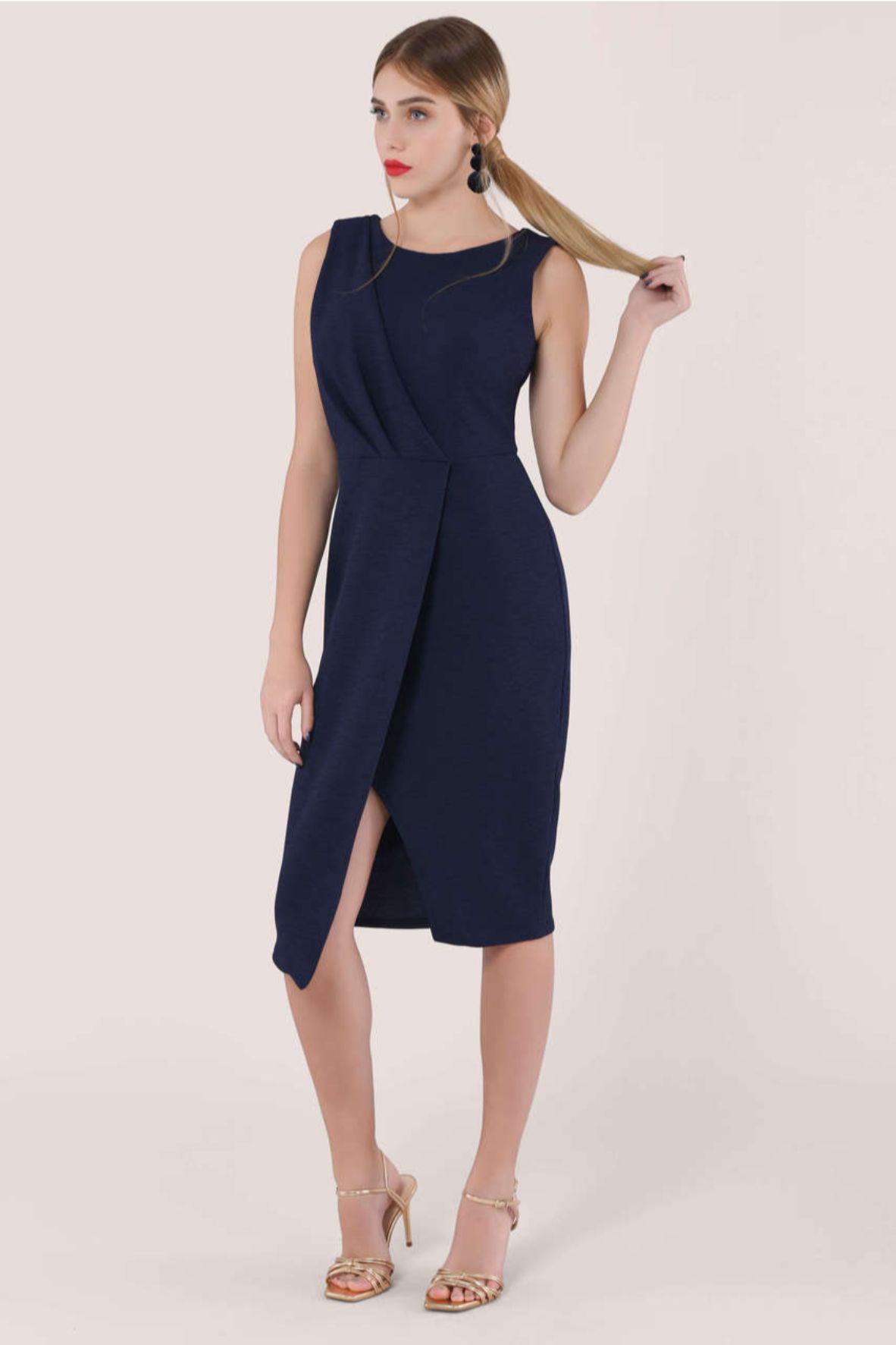 closet draped sleeveless wrap dress