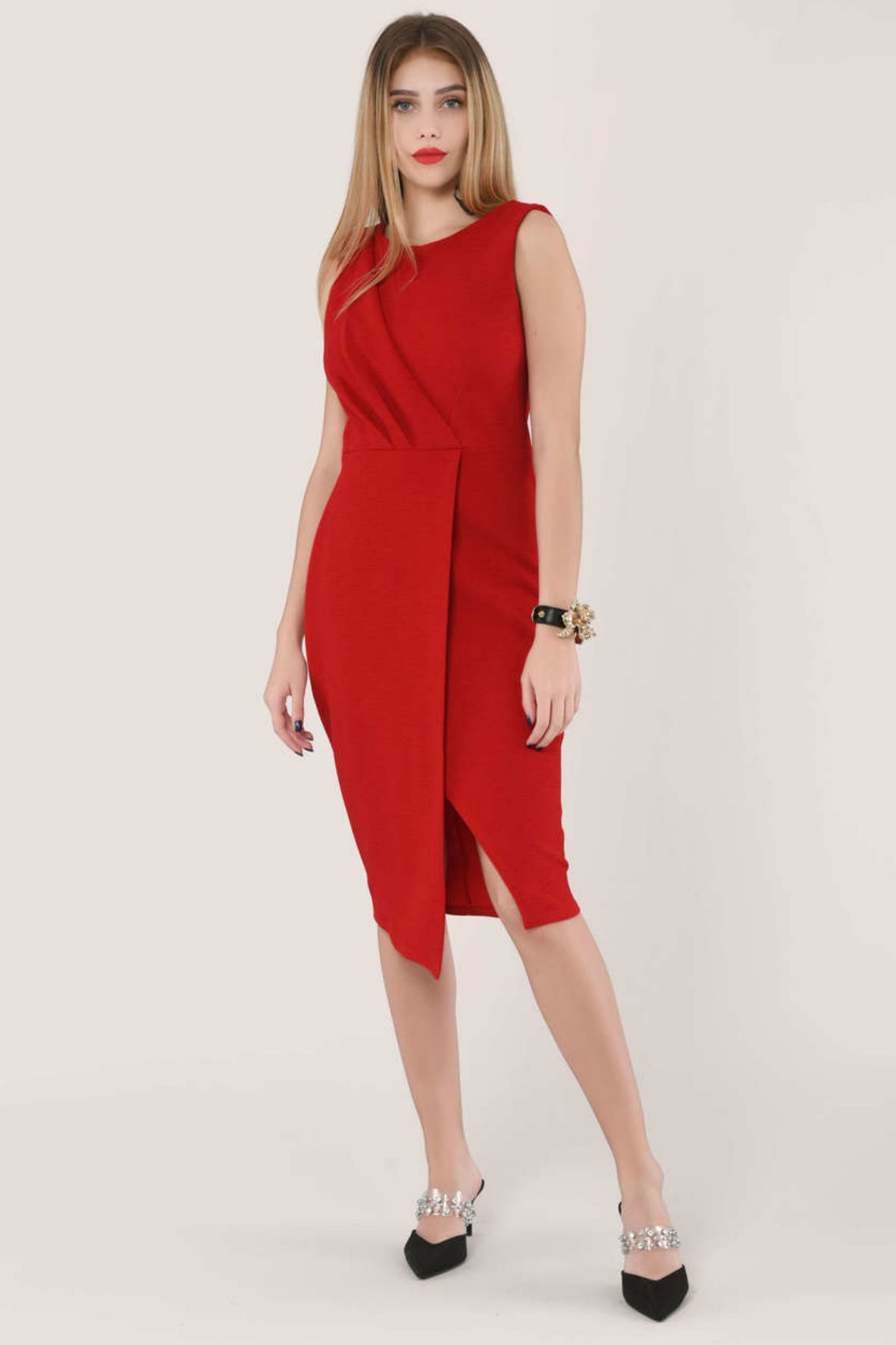closet draped sleeveless wrap dress
