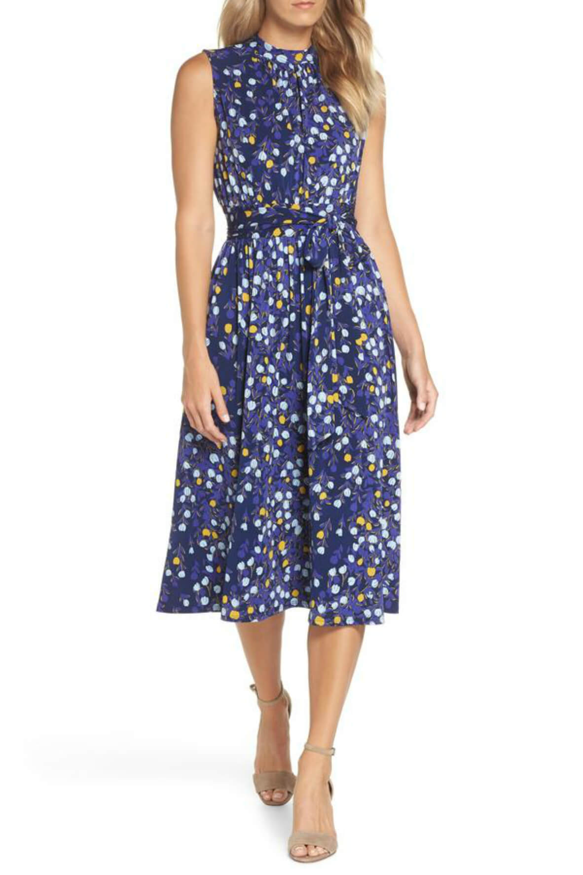 leota mindy shirred midi dress